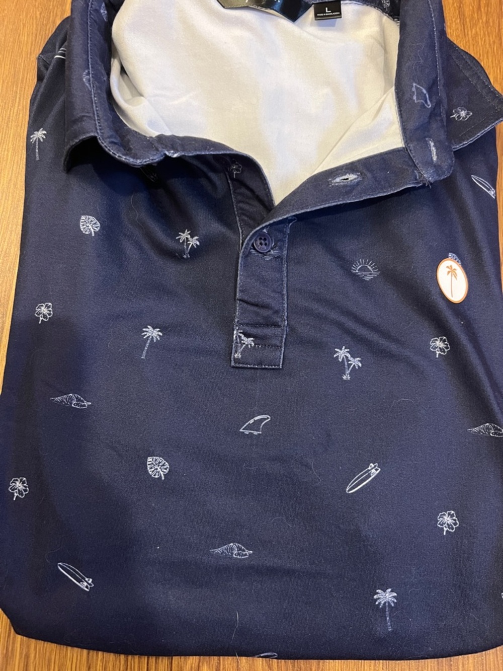 Palm Navy Short-Sleeve Print Polo - Picture 7 of 7